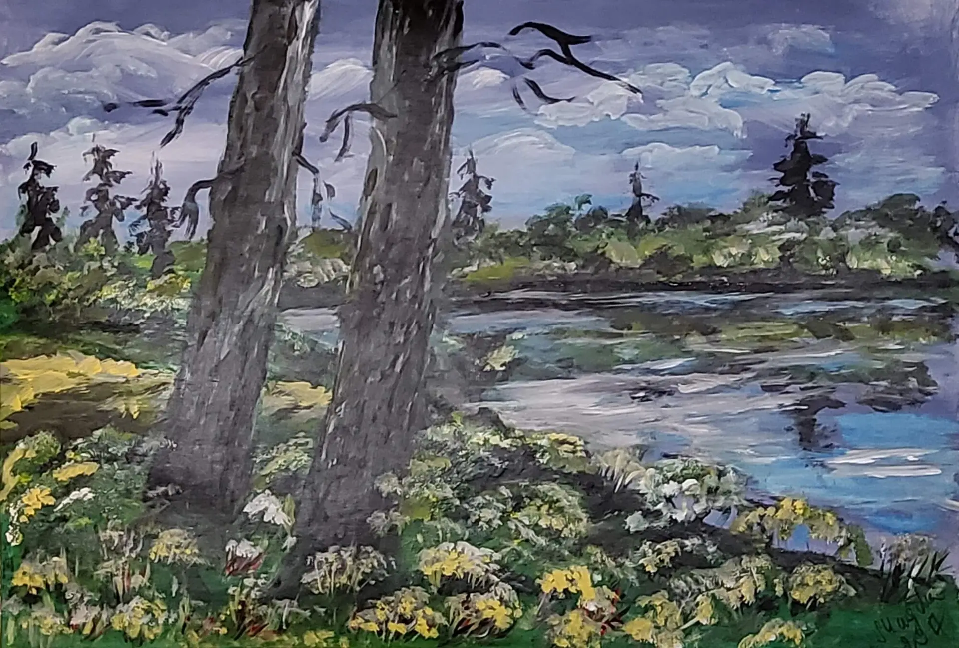 334-Akr&uuml;&uuml;lmaal Maastik 53 x 77 cm