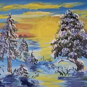 190-Akrüülmaal Päikesetõus 53 x 72 cm