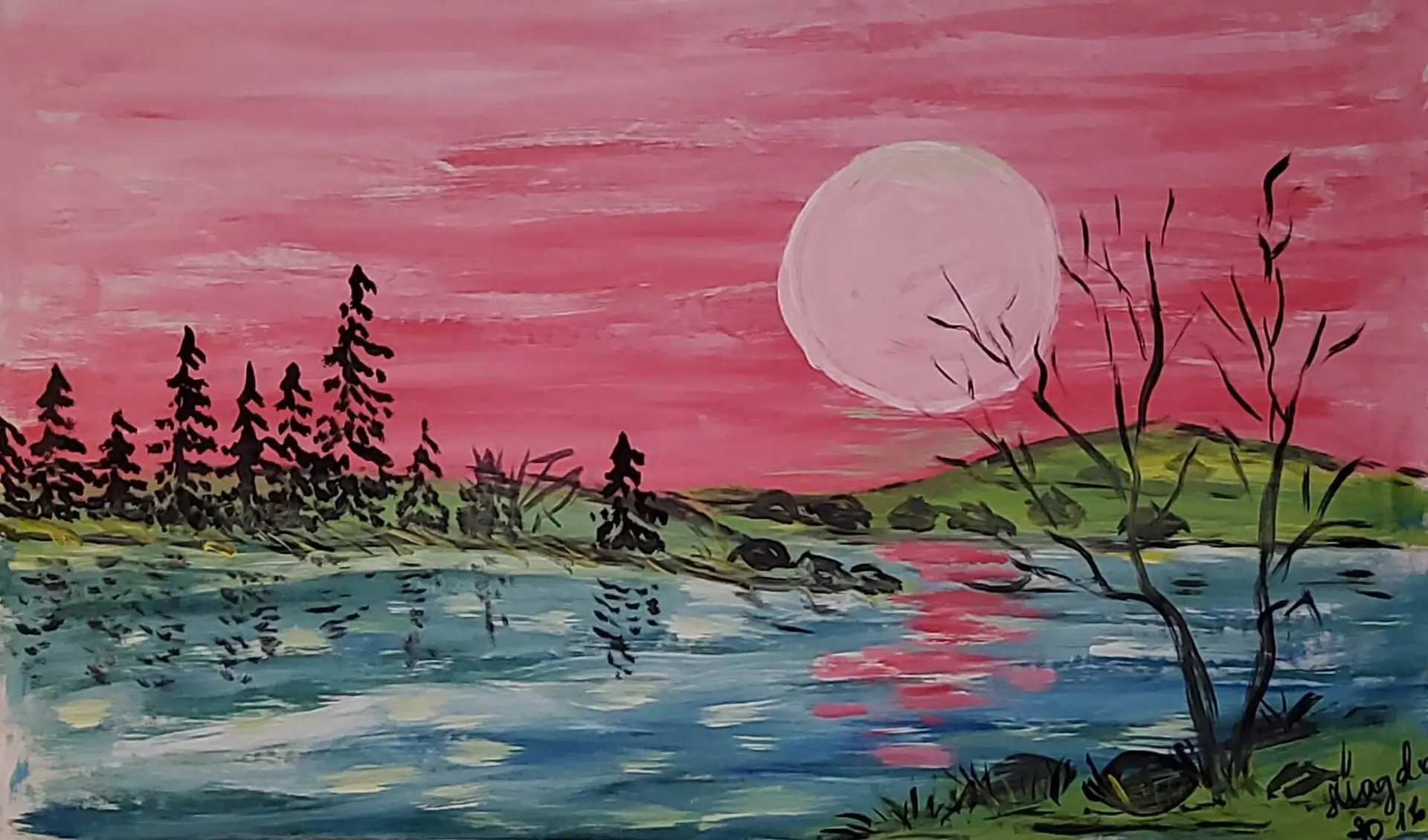 197-Acrylic painting SUNSET 53 x 88 cm
