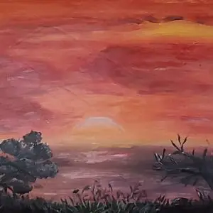 209-Akrüülmaal Päikeseloojang 53 x 82 cm