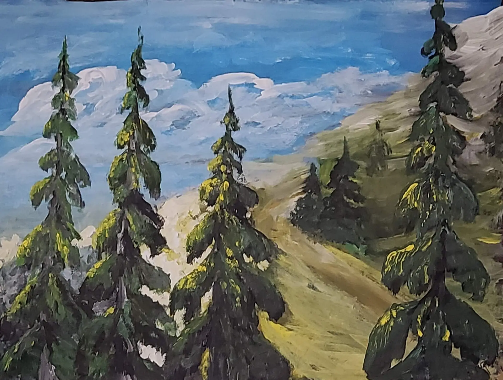 244-Akrüülmaal KUUSED 59 x 78 cm