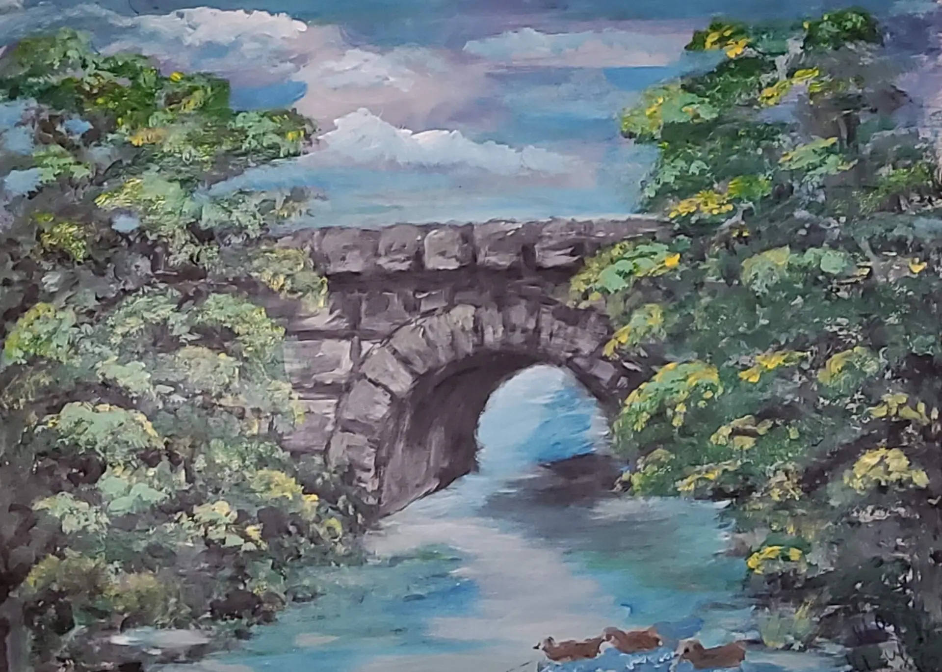 278-Acrylic painting BRIDGE 53 x 73 cm
