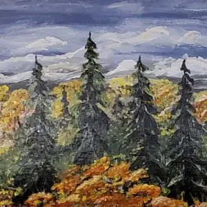 323-Akrüülmaal KUUSED 53 x 78 cm