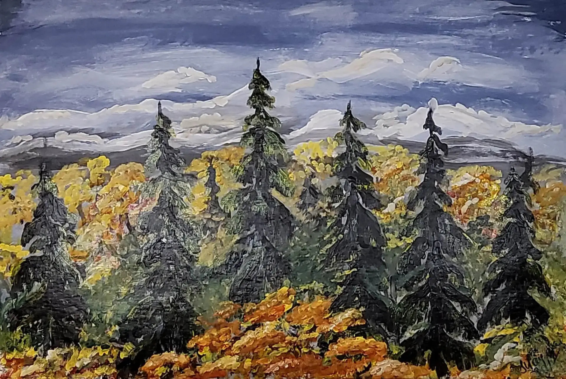 323-Akrüülmaal KUUSED 53 x 78 cm