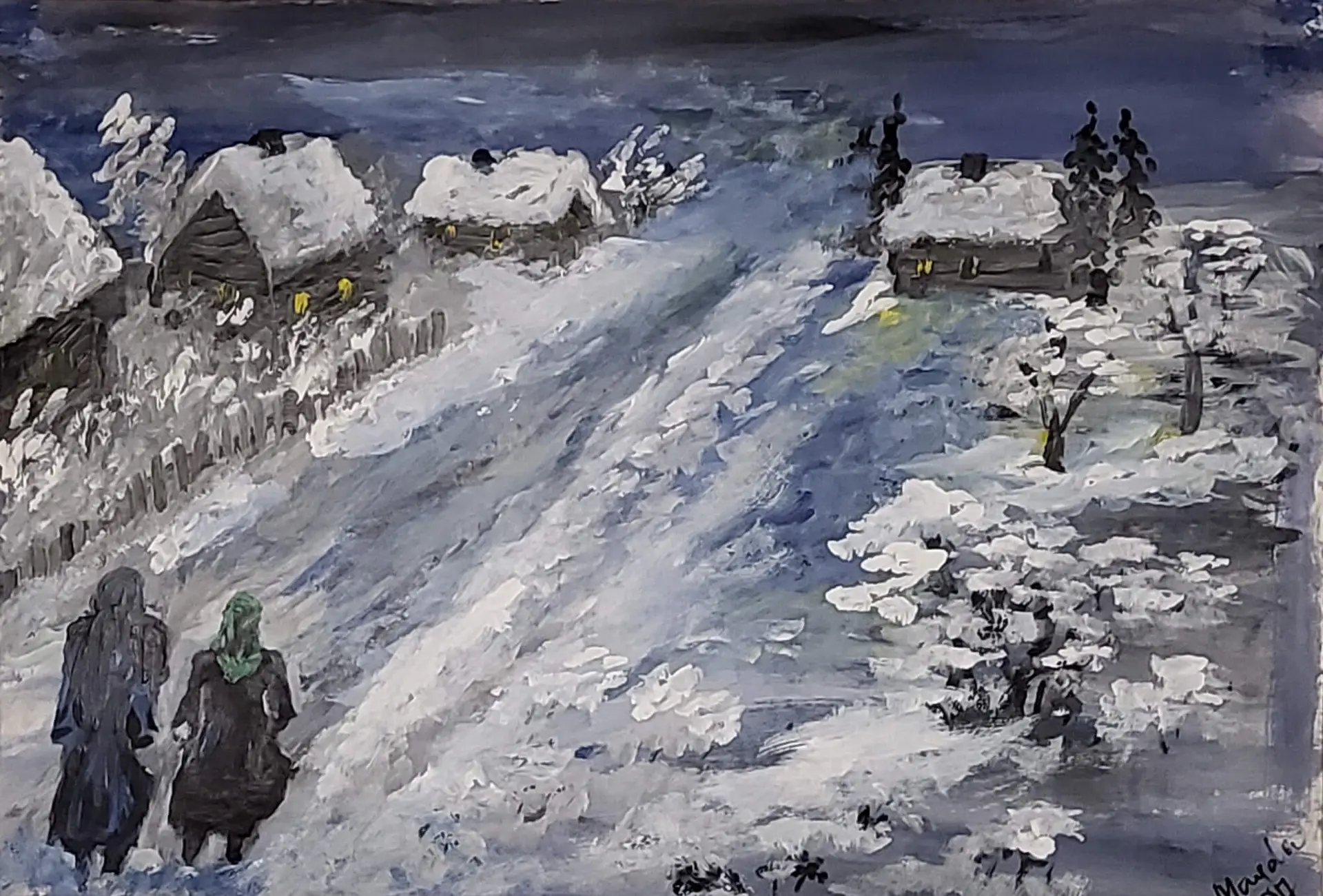 332-Acrylic painting WAYFARERS 53 x 77 cm