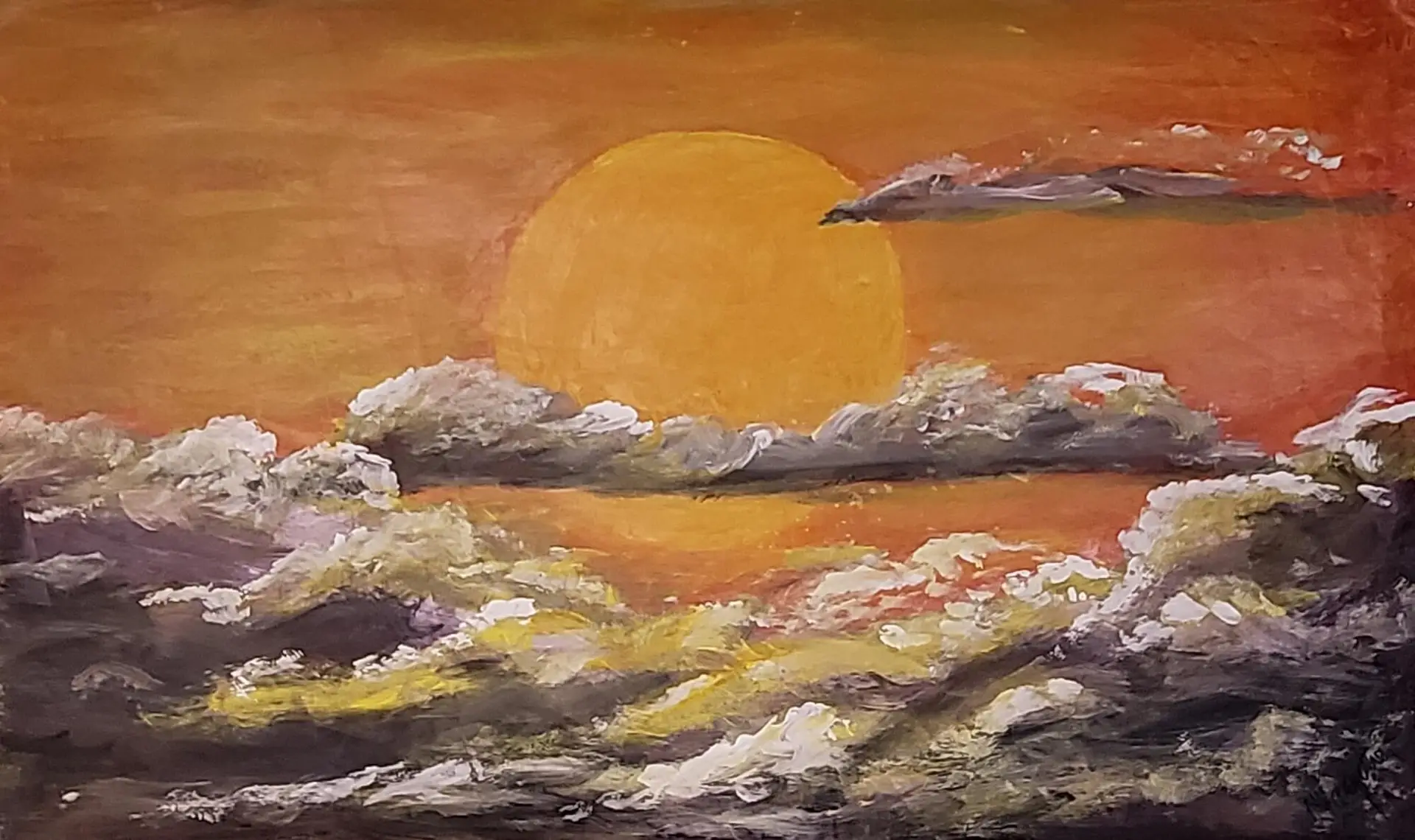 372-Acrylic painting SUN 52 x 88 cm