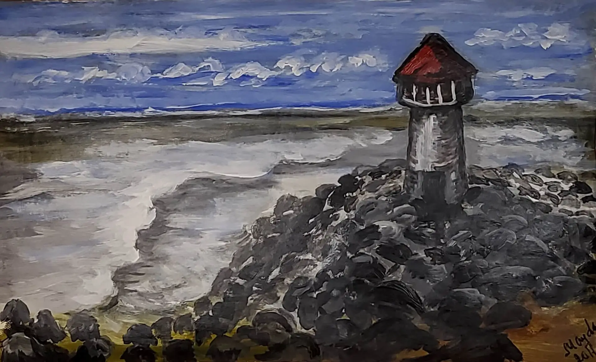 376-Acrylic painting LIGHTHOUSE 53 x 84 cm