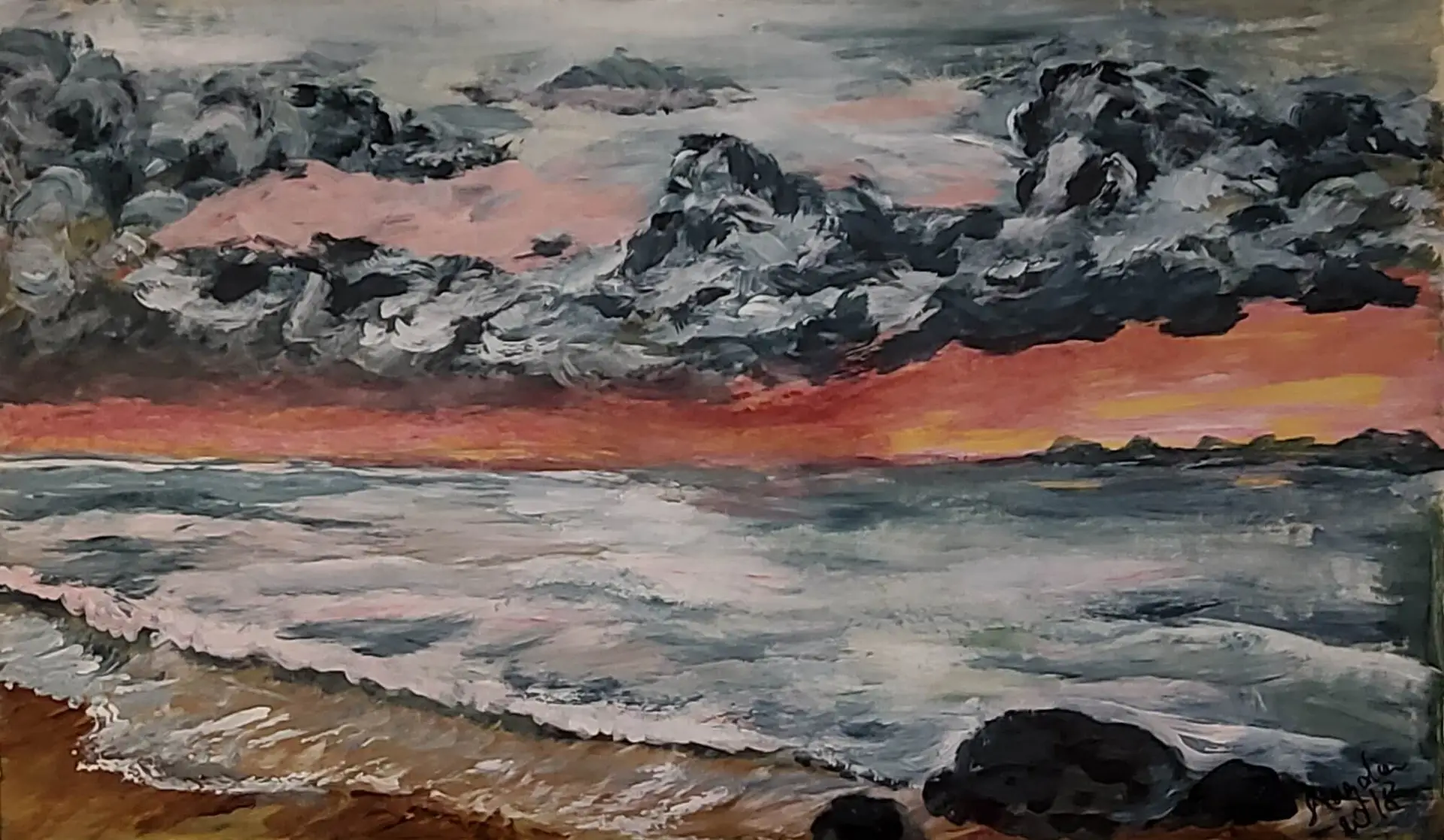 438-Acrylic painting SEA 53 x 89 cm