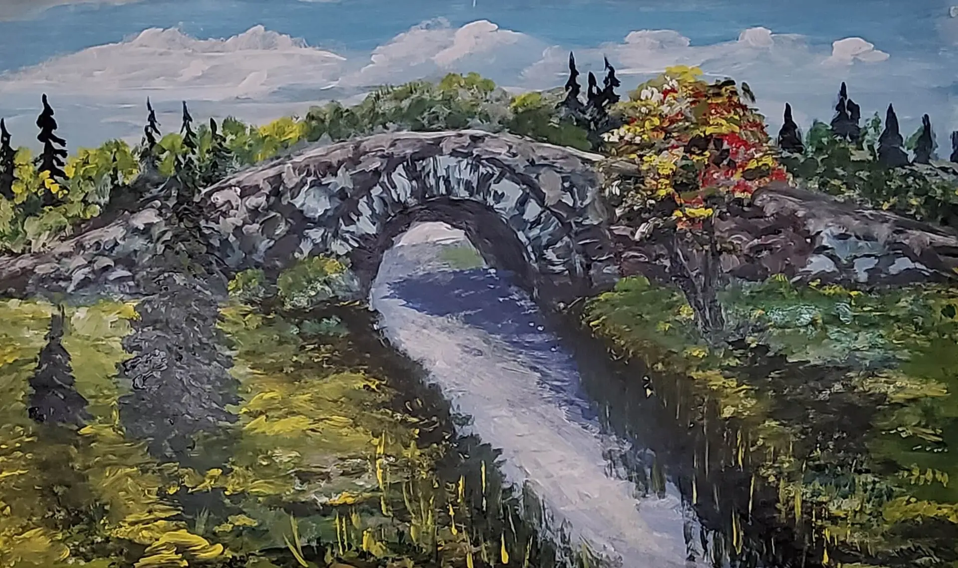 442-Acrylic painting BRIDGE 53 x 89 cm