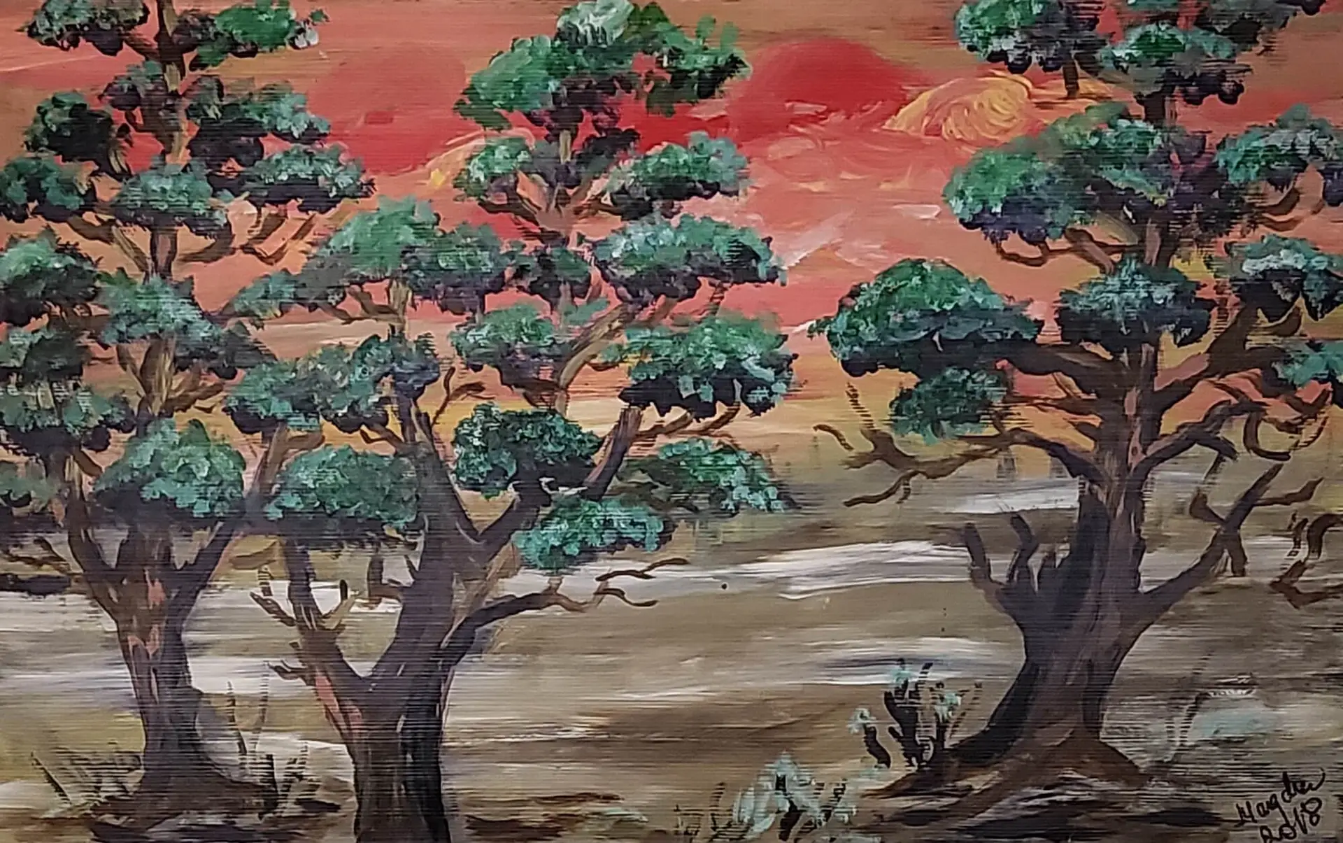 449-Acrylic painting Ancient Trees 54 x 85 cm