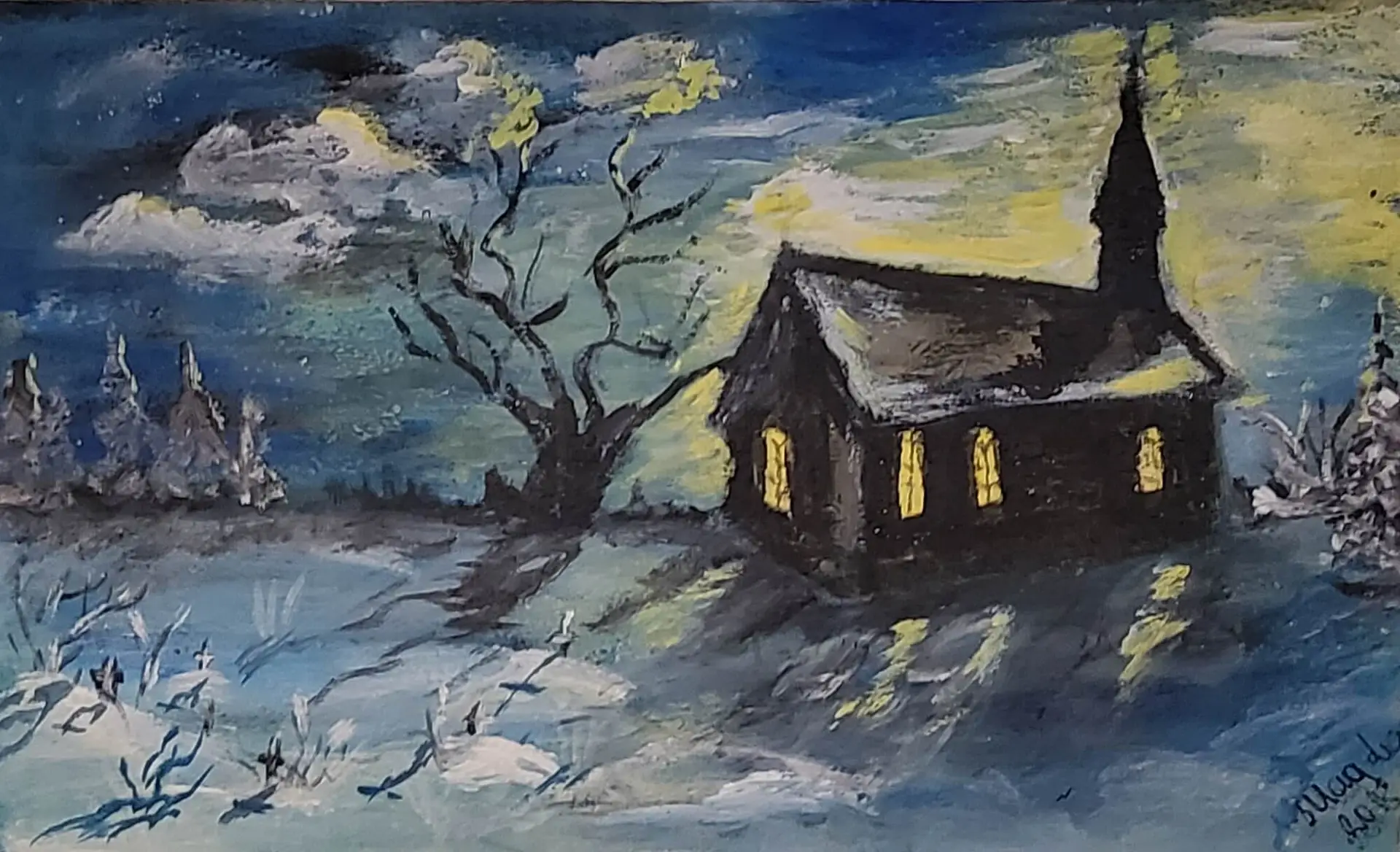 468-Akrüülmaal KIRIK 53 x 88 cm