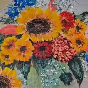 492 – Acrylic painting FLOWERS 53x89cm
