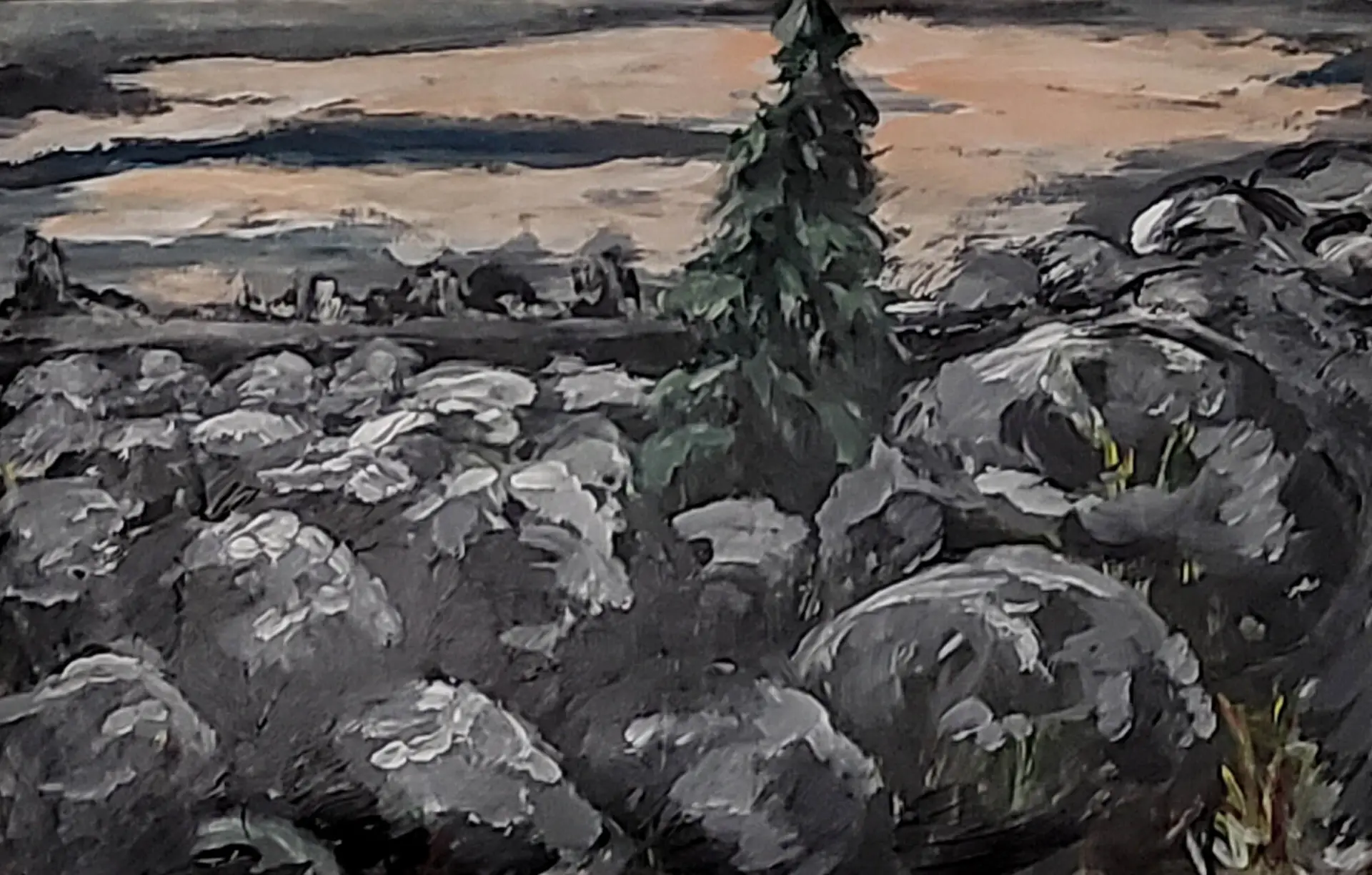 58&ndash;Acrylic Painting ROCKY 33 x 52 cm