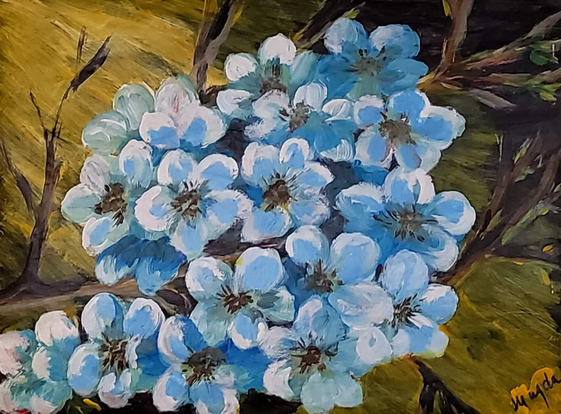 63-Acrylic painting BLOSSOMS 53 x 70 cm