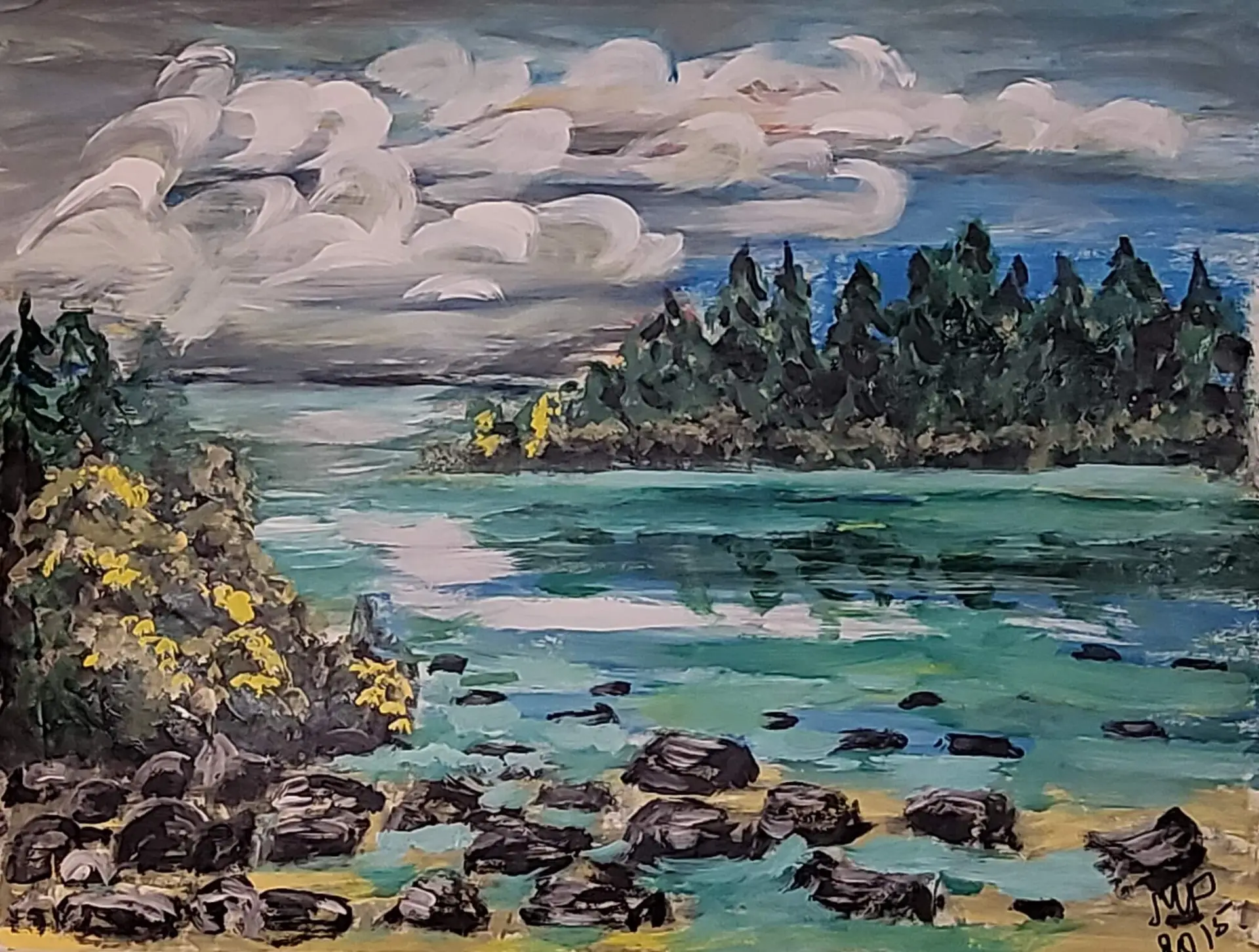 88- Acrylic Painting Landscape 52 x 69 cm